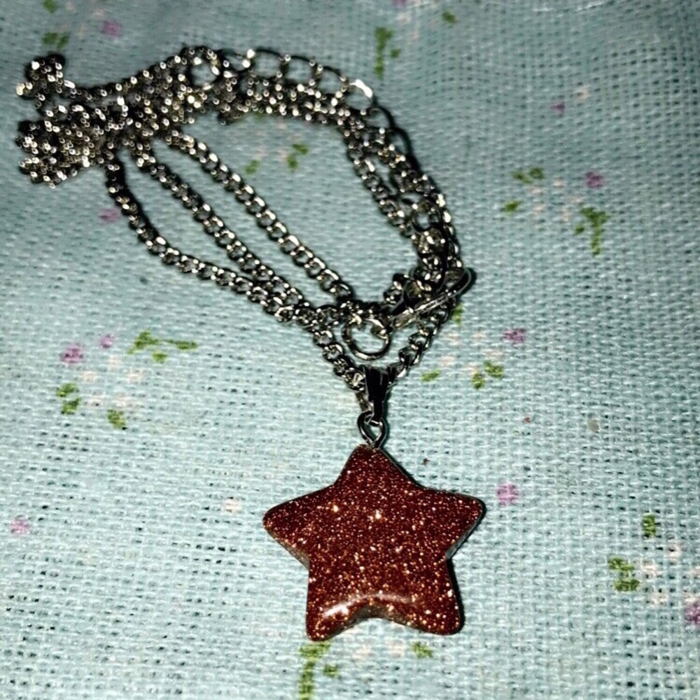 Goldstone star pendant